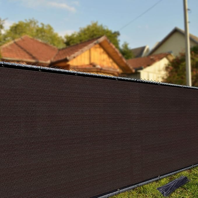 iCover 4x25ft Privacy Screen Fence, Outdoor Fencing Panels, Garden Windscreen Mesh Shade Sail Net Barrier, Include Reinforced Bindings and Brass Grommets Cable Zip Ties,Brown