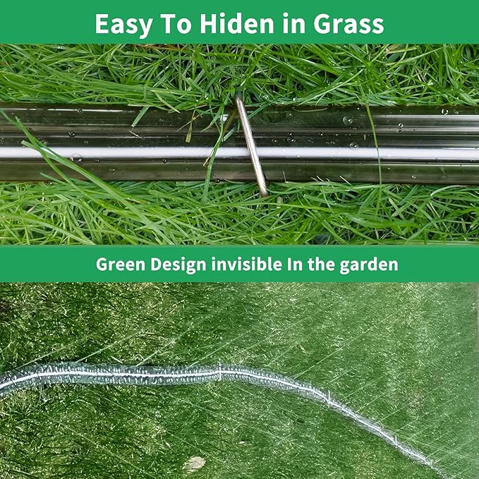SECBULK 25FT Flat Sprinkler Hose for Lawn Watering Garden Soaker Hose with Holes, Heavy Duty Lightweight No-Kink Water Hose with Stakes, Irrigation Hose, Great Fun for Kids and Dog