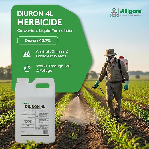 Alligare Diuron 4L Herbicide - Pre- and Post-Emergent Weed Killer for Annual & Perennial Grasses - Effective Herbicide Weed Killer on Crabgrass, Foxtail, Ryegrass - Easy Application - 2.5 Gallons
