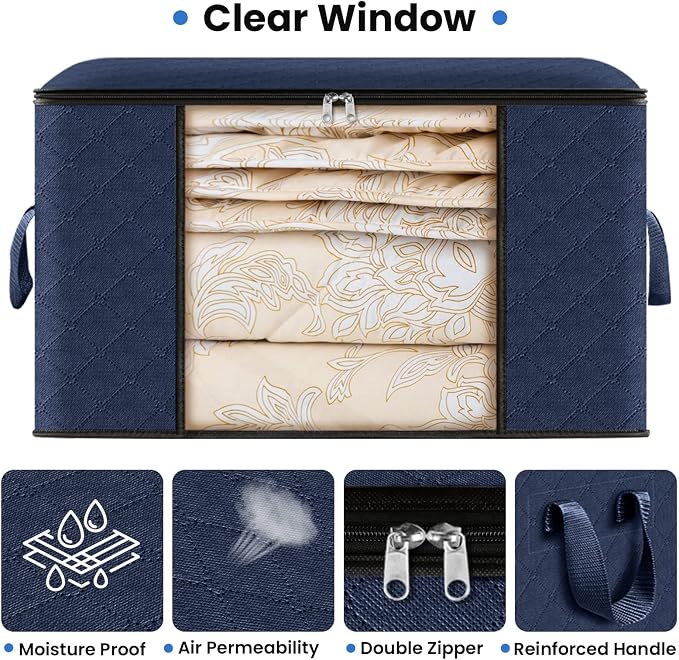 Fab totes 10 Pack Storage Bags for Clothes Blanket Storage Bins with Lids