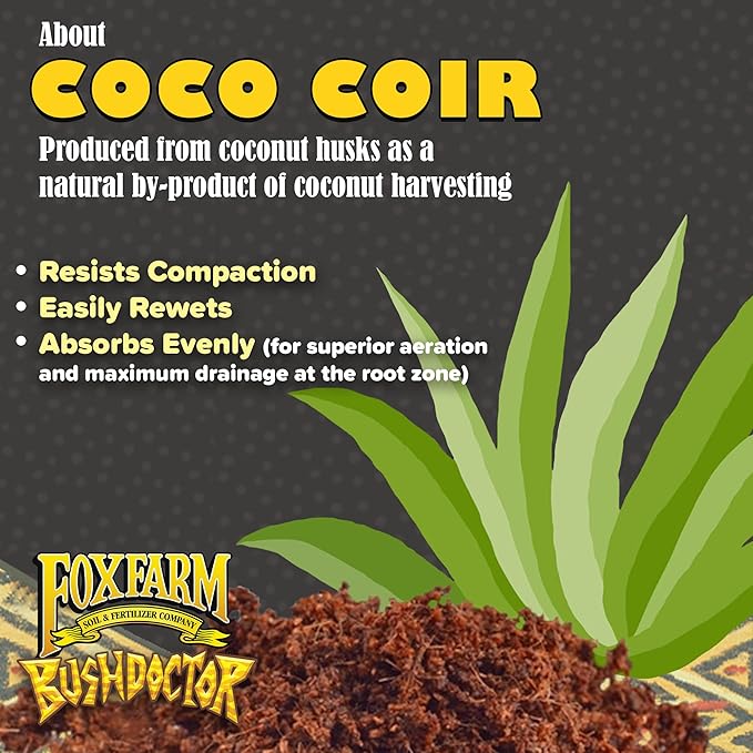 FoxFarm Bush Doctor Coco Loco Potting Mix, 2cu ft (Pack of 6) - Extends Your Watering Schedule, Triple-Washed to Reduce Salt Content - Perfect for Cultivating Vigorous Plants