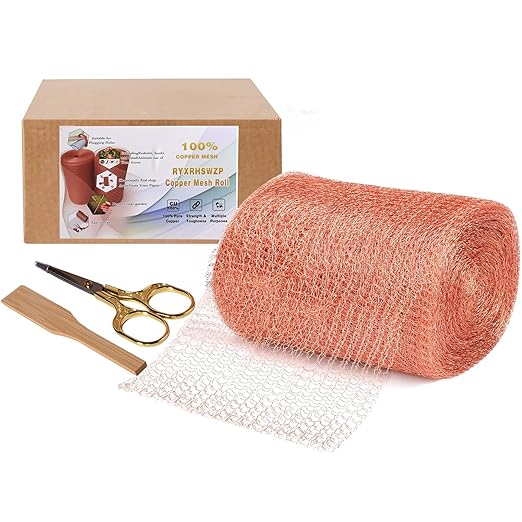 Copper Mesh Rodent Control Copper Wool for Slugs Mice Pest Snail Bird Control 5" x 50 ft Copper Wire for Weep Hole Covers Rodent Mesh
