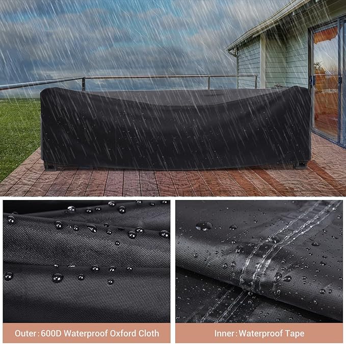 Mrrihand Patio Furniture Set Cover Waterproof, Outdoor Sectional Sofa Set Cover Heavy Duty 600D Table and Chair Set Cover 62" L× 42" W× 28" H