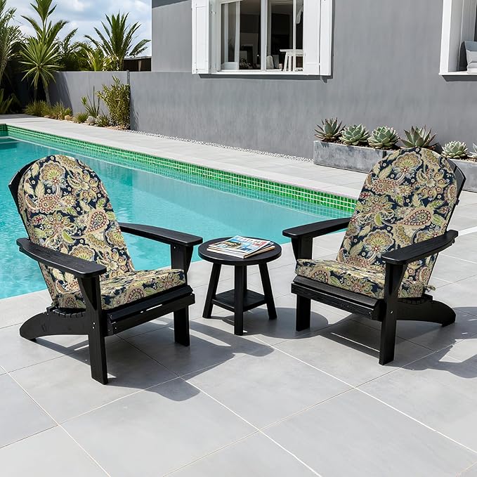 Outdoor Foam Adirondack Cushion, Water Repellent Foam Cushion for Adirondack Chairs Patio Furniture, 44 x 19 Inch, Paisley Sapphire Blue