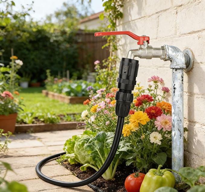 1 Pcs 25 PSI Pressure Regulator 3/4" FHT × 3/4" MHT Pressure Reducer Low Flow Valve,1 Pcs 3/4" to 1/2" Drip Irrigation Faucet Hose Adapter for Drip Irrigation System