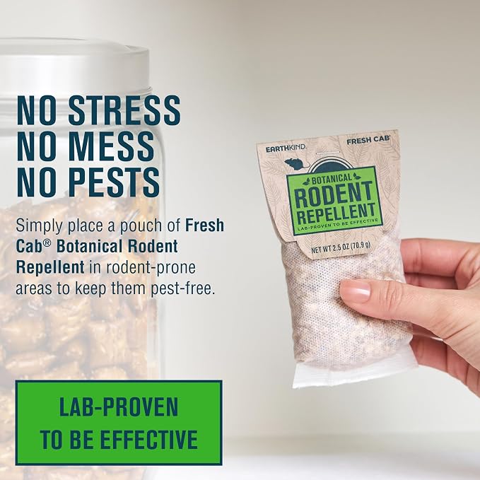 EarthKind Fresh Cab Rodent Repellent & Pouch Pod - Botanical Rodent & Mouse Repellent - Made with Plant Fibers & Essential Oils - New Packaging - 48-Pack, 1 Bucket