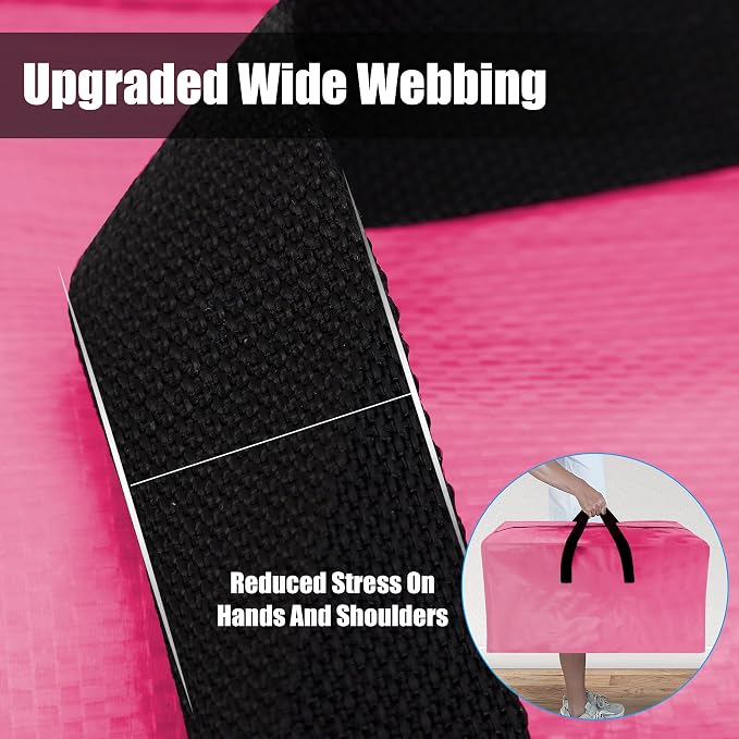 Cosy Family 4 Pack Heavy Duty Extra Large Moving Bags with Backpack Straps - Strong Handles & Zippers, Storage Totes For Space Saving, Fold Flat, Alternative to Moving Box, Pink