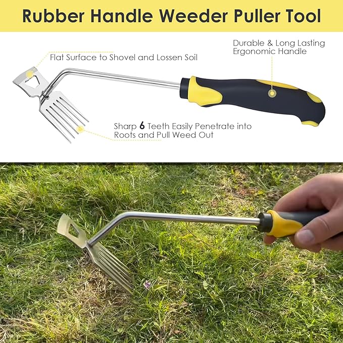 Weed Puller Tool, 3 Pack Garden Stainless Steel Weeder Tool, Garden Tools for Plant & Weeding, Crack Weeder Crevice Tool, Hand Weed Remover Tool for Deep Roots, Farm & Backyard