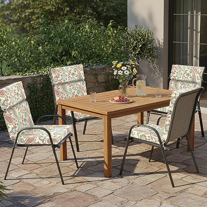 DYTXIII Outdoor High Back Chair Cushions Set of 2, 44"x22" Water Repellent Patio Seat Cushions with Elastic Sponge, All Weather Chair Pads for Rocking, Dining Chairs, Patio Furniture - Paisley Vintage