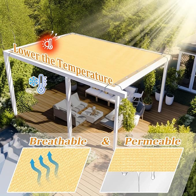 Shade&Beyond Customized Size 7' X 9' Shade Cloth with Grommets, 90% UV Protection UV Protection Mesh Tarp Sun Screens for Patio GN01, Sand