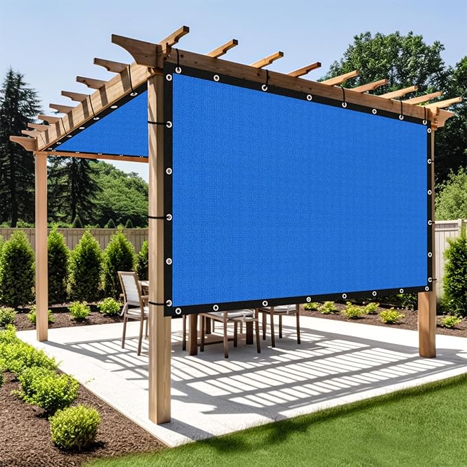 Shade&Beyond Customized Size 90% Sun Shade Cloth with Grommets, 10' X 24' Pergola Shade Cover Canopy, Mesh Tarp Sun Screens for Patio, Outdoor, Garden, Backyard GN01, Blue