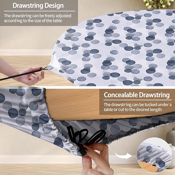 Round Fitted Tablecloth for 36-44" Table Country Modern Wipeable Indoor Outdoor Heavy Duty Summer Table Cover House Warming Gifts Kitchen Stuff First Apartment Items Festival Camping Gift