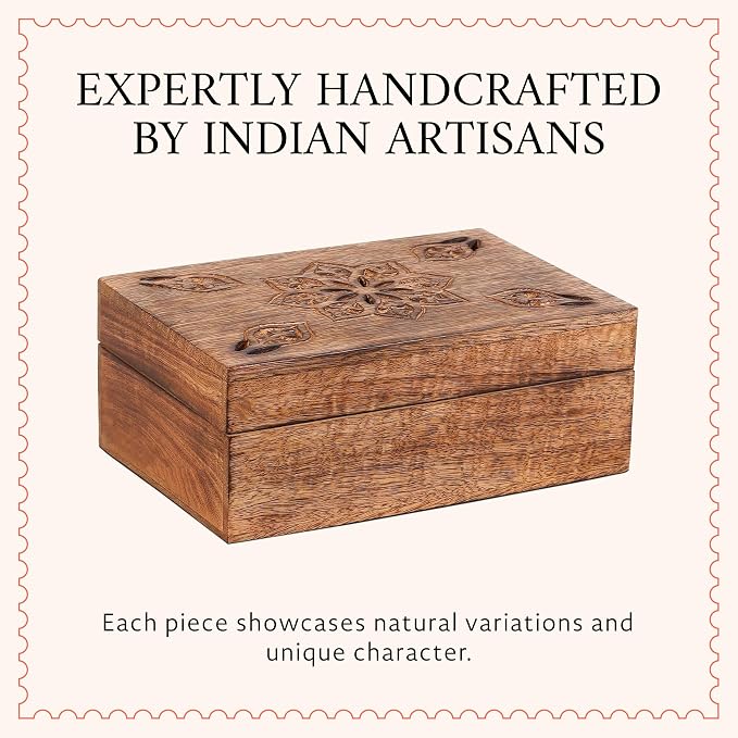 Mela Artisans Serena Mango Wood Storage Box - Medium Burnt, 9x6 in