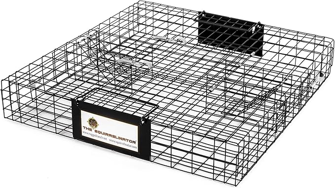 Rugged Ranch 2‑Pack Squirrelinator Multi‑Catch Squirrel Trap, Wire Cage, 24.5"x24.5"x5" Each - Live Catch‑and‑Release, 2‑Door Humane Rodent Control, No‑Poison Outdoor Use, Trap Only