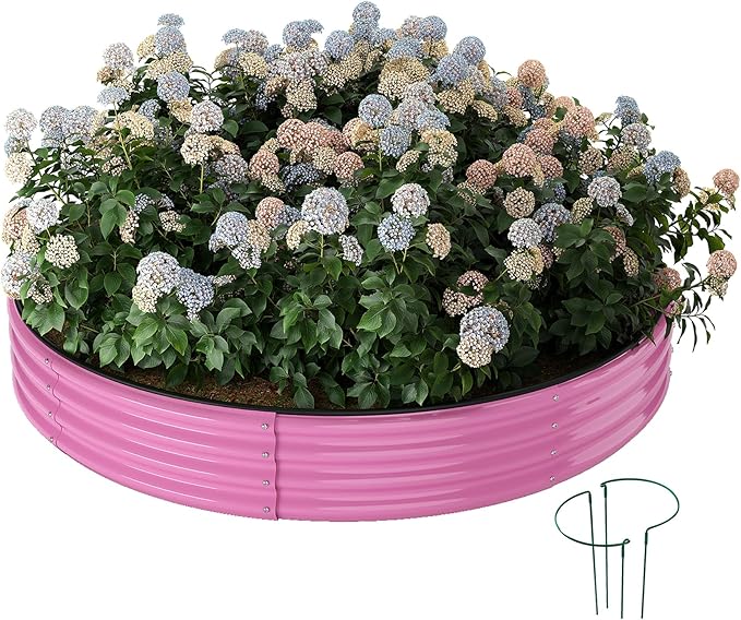 ZFHgarden Galvanized Metal Planter Round Raised Garden Bed Kit for Gardening Outdoor，3x3x1ft Grow Garden Box Raised Flower Bed，Round Galvanized Planter Outdoor Large Metal Fire Pit Ring
