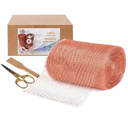 Copper Mesh Rodent Control 6" x 50 ft Copper Wool for Slugs Mice Pest Snail Bird Control Copper Wire for Weep Hole Covers Rodent Mesh
