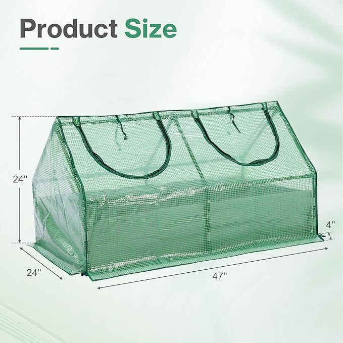 Aoodor 4x2x2 FT Raised Garden Bed with Mini Greenhouse Cover, PE Planter Box Kit with Windows for Herbs, Flowers and Vegetables, Green