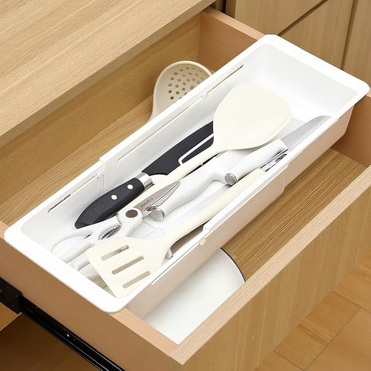 1 Pack Deep Drawer Organizer Adjustable Storage Bin(17.4-27.6")