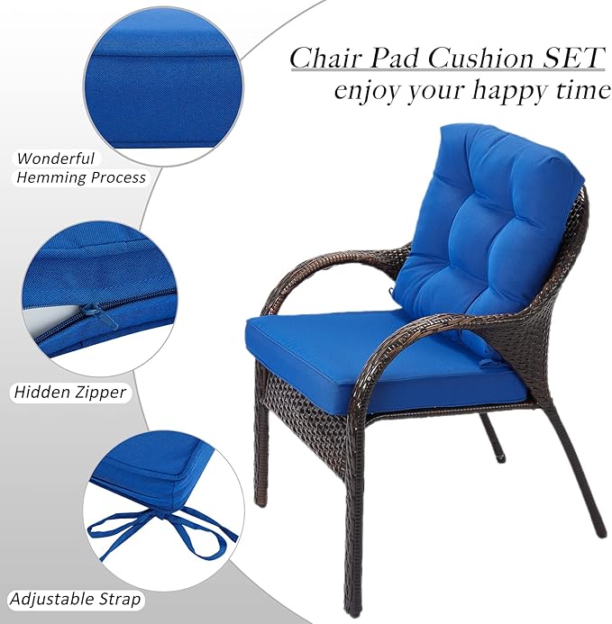 JMGBird Outdoor Chair Cushions Set - 19"x19" Deep Seat & Back Cushions, Water-Resistant Tufted Pillows for Patio Furniture