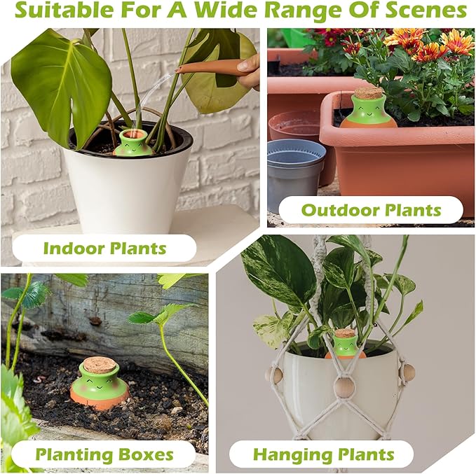 VICAMB 3PCS Self Watering Terracotta Globes,Ollas Watering Pot with Lid,Clay Plant Watering Devices,Planter Insert Terracotta Watering Spikes for Outdoor Indoor Plants with 1 Week Easy to Refill