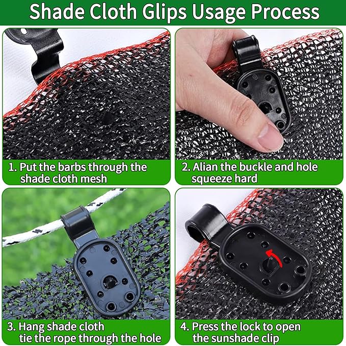 100Pcs Shade Cloth Clips, Black Plastic Heavy Duty Sun Shade Clips for Sun Shade Net, Gardening Shade Cloth, Anti Bird Netting, Removable & Reusable Windproof Awning Clamp (Black-100PCS)