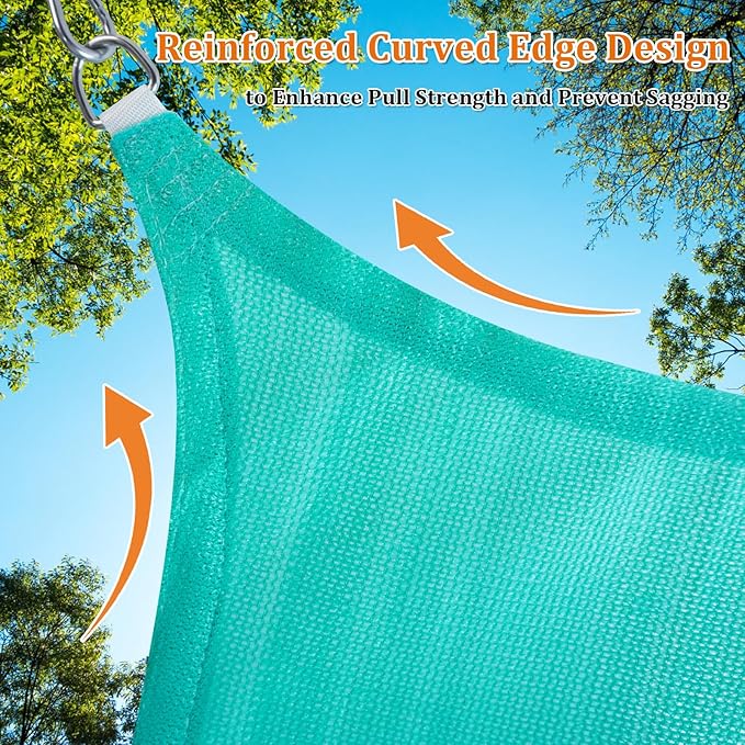 Shade&Beyond Custom 24'x24' Sun Shade Sail Canopy Square UV Block Breathable Curved Sunshade for Backyard Yard Deck Outdoor Facility and Activities, Turquoise (We Make Custom Size)
