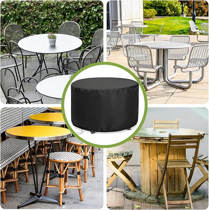 Round Patio Bar Height Table and Chair Cover 73 Inch, Outdoor Round Tall High Patio Table Cover for Patio Furniture - 73 X 43 Inch