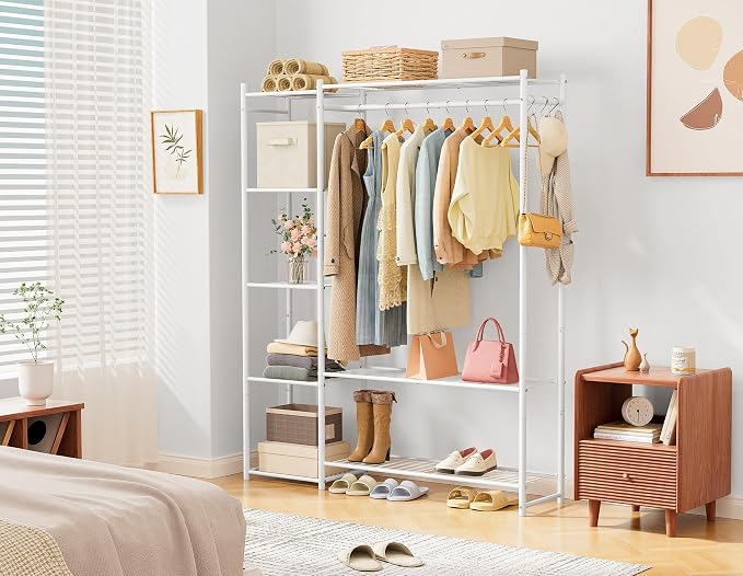 HOMIDEC Wardrobe Closet,Portable Clothes Rack with 4 Tiers Shelves