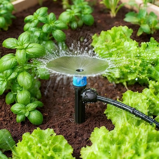 26pcs Drip Emitters Fan Shape with Stake for 1/4" Irrigation Tubing, Adjustable 360 Degree Water Flow Irrigation Vortex Sprayer On 5" Stake Garden Irrigation Dripper for Watering System