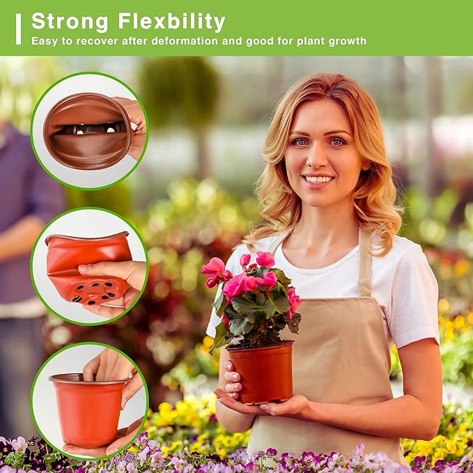 LWWTBS Plant Nursery Pot/Pots 200 Pcs 4" Plastic Small Plants Pots Flower Pots Seed Starting Pots for Plants Indoor Outdoor Seeding pots (with 200 Plant Labels)