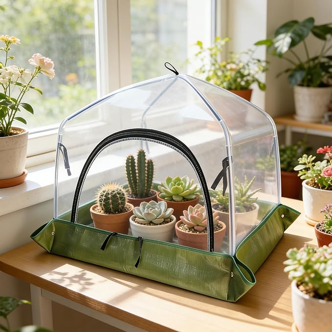 Portable Plant Cover Tent with Waterproof Base for Garden Indoor/Outdoor Tabletop Mini Greenhouse for Seed Starting Humidity Small Plants, Plant Protection from Animal for Raised Bed(XL-PVC - 1PCS)
