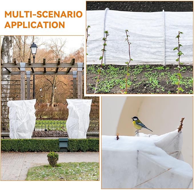 Uiifan 3 Pcs Plant Cover Freeze Protection 10 x 33 ft Floating Row Blanket Reusable Garden Bed Cover Frost Cloth Frost Blankets for Outdoor Plants Winter Cold Weather Pest Overheat Fabric(White)