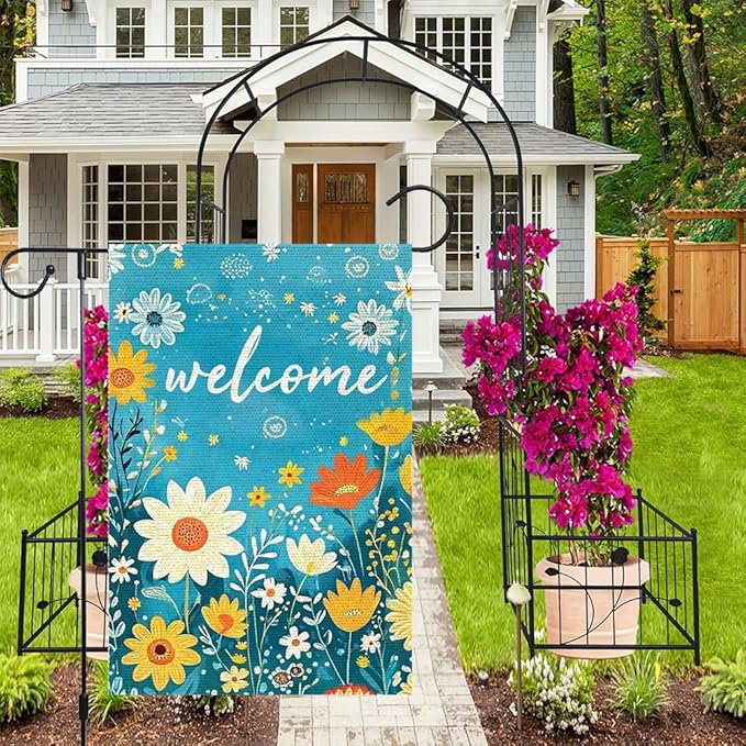 Spring Summer Garden Flag 12x18 Double Side For Outdoor Courtyard Garden Decor Flowers Welcome Holiday Flag For Outside Decoration