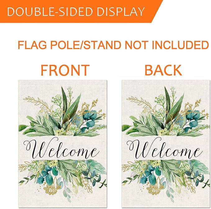Spring Decor Garden Flag 12.5x18 Inches, Floral Leaves Welcome Flag Vertical Double Sided, Outdoor Spring Decoration Farmhouse Small Flag for Yard Lawn Home Decor (12.5"x18")