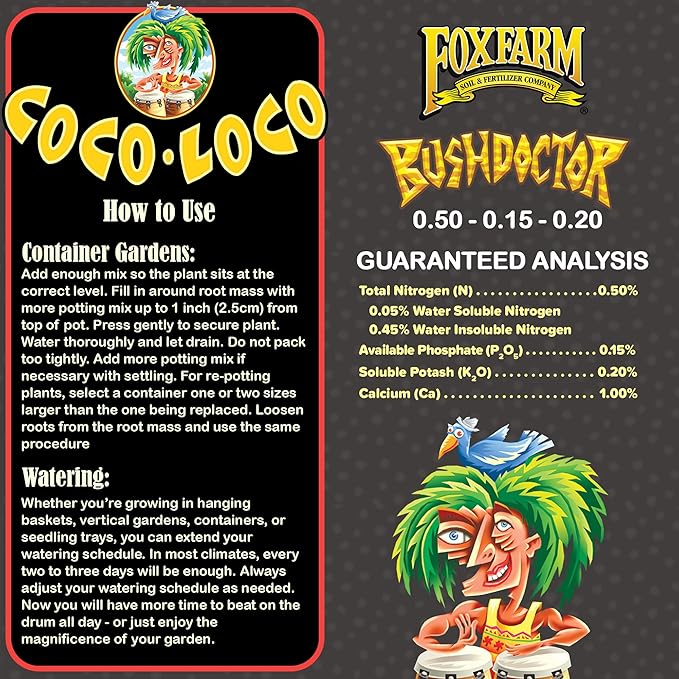 FoxFarm Bush Doctor Coco Loco Potting Mix, 2cu ft (Pack of 6) - Extends Your Watering Schedule, Triple-Washed to Reduce Salt Content - Perfect for Cultivating Vigorous Plants