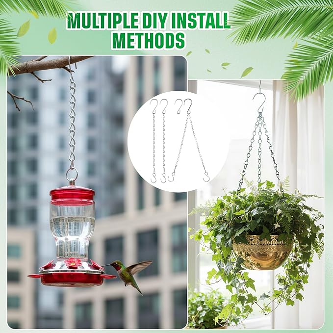 EBOOT 2 Pcs Hanging Chain for Bird Feeders, Planters, Lanterns and Ornaments(23.6 Inch,Silver)