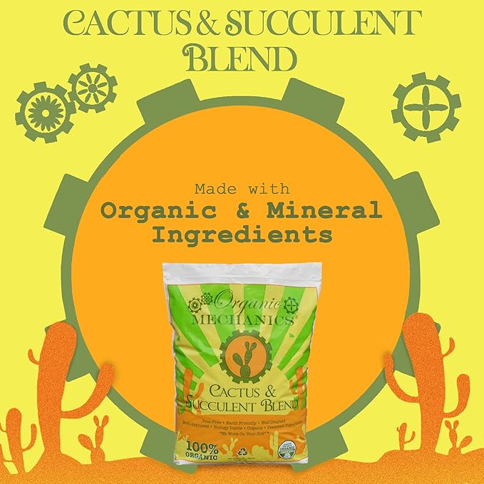 Organic Mechanics Cactus and Succulent Blend Potting Soil, 2 qt – Well-Drained Organic Mix – Enhances Plant and Root Growth with Biochar, Rice Hulls, and Worm Castings