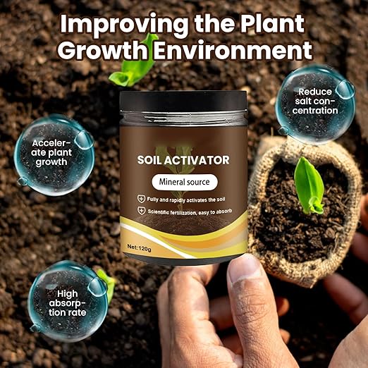 Soil Activator Organic Water-Soluble Soil Improvement Loosening Agent - Boost Root Development & Plant Growth for Vegetables, Flowers, Lawns, Gardens & All Indoor/Outdoor Plants 60g (2PCS)
