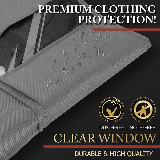 Hleelomi 5 Pack 40-in Garment Bag for Hanging Clothes Suit Bag Gray