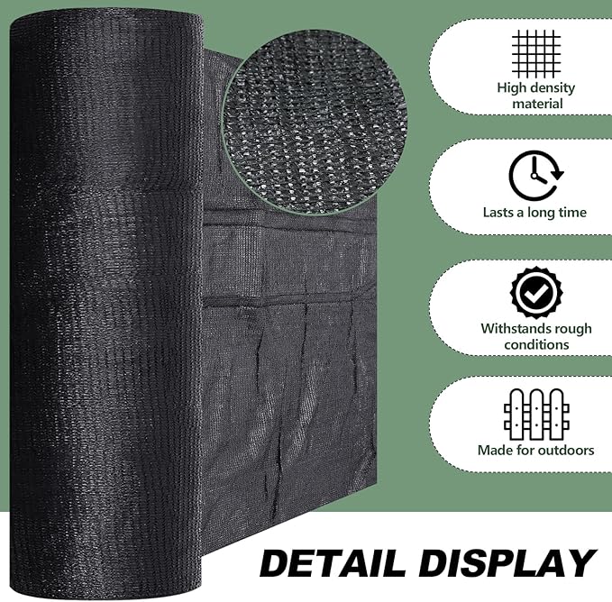 2 Pcs 6 x 300 ft Shade Cloth Roll for Covering Garden 70% Mesh UV Resistant Net with Ties for Patio Outdoor Greenhouse Fence Flower Plant Cover Canopy(Black)