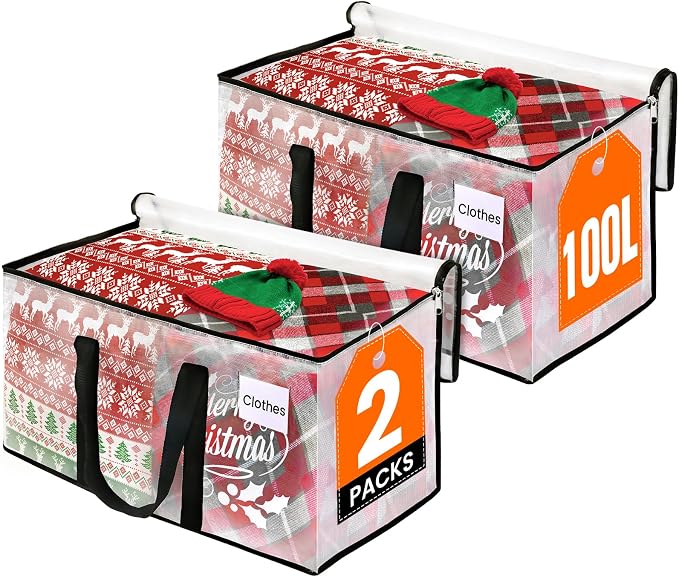 RoomHacks Moving Bags, Heavy Duty Large Storage Bags, 100L, 2 Pack, Clear