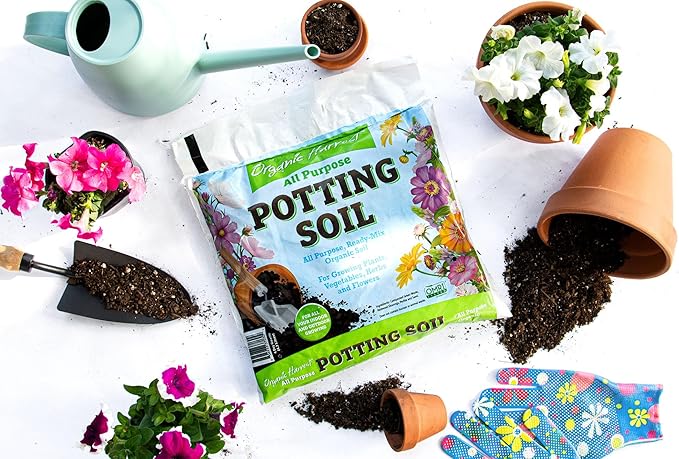 Generic Organic Potting Soil Mix - All Purpose Ready-to-Use Garden Soil for Indoor-Outdoor Plants, Vegetables, Herbs & Flowers - Enriched with Nutrients, Eco-Friendly (8 qt. (2 Pack)), Brown