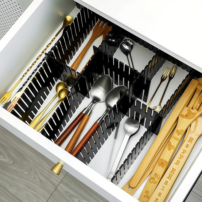 15 Pcs 5.12 Tall Drawer Divider Adjustable Drawer Organizer,Black