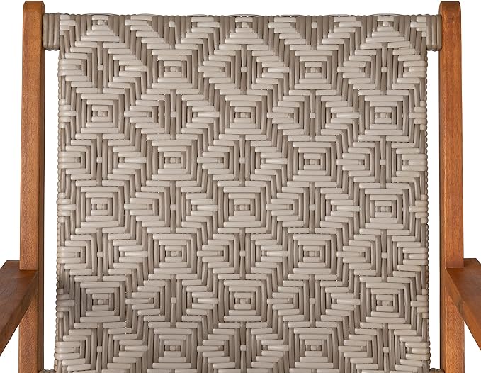 Balkene Home 64158 Vega Natural Stain Outdoor Chair All Weather Wicker Outdoor Chair Acacia Wood Construction Mid Century Design Comfortable Reclining Armchair - Diamond Weave Wicker