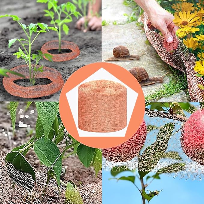 Copper Mesh Rodent Control, 5 in x 200 ft Wire Screen Roll for Mice Rat Rodent, Bat & Snail, Copper Mesh Roll for Weep Hole Filler, DIY Pest Blocking for Home and Garden