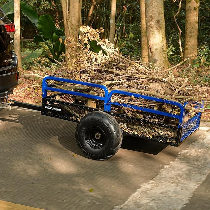 BILT HARD Heavy Duty 1500 lbs Capacity ATV Dump Cart, 11 Cu.Ft Tow Behind Garden Trailer, Pull Behind Yard Dump Trailer for Mowers, Tractor, ATVs