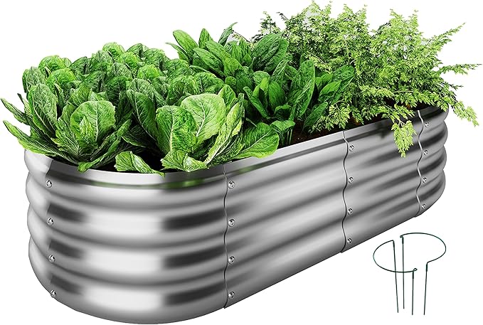 ZFHgarden Galvanized Metal Raised Garden Bed Kit, 4x2x1ft Outdoor Planter Box, Garden Grow Bed for Vegetables, Flowers, Patio Gardening