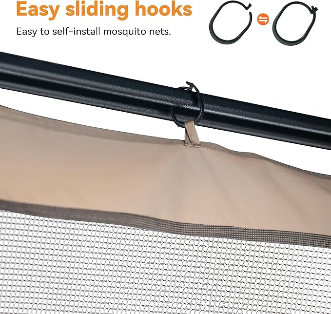 Covered Outdoor Gazebo Mosquito Netting Replacement Universal 4-Panel Sidewalls 8' x 8', Outdoor Gazebo Mosquito Nettings with Double Zipper, Replacement for Patio Canopy, Garden (Mosquito Net Only)