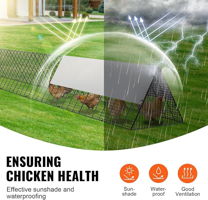 VEVOR Chicken Tunnels for Yard, DIY Metal Poultry Playpen for Outside with Waterproof Cover & Corner Frames, 2 Sets, 236.2 x 157.5 x 24.2 inch(LxWxH), Also Widely Used for Ducks, Rabbits, Geese Coop