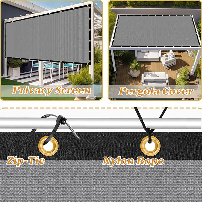 Shade&Beyond Customized Size 18' X 21' Shade Cloth with Grommets, 90% UV Protection UV Protection Mesh Tarp Sun Screens for Patio GN01, Light Gray